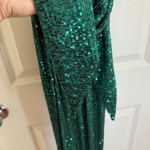Revolve NBD Elektra Gown Party Dress Emerald Green Kelly sequins maxi sz small - Picture 9 of 16